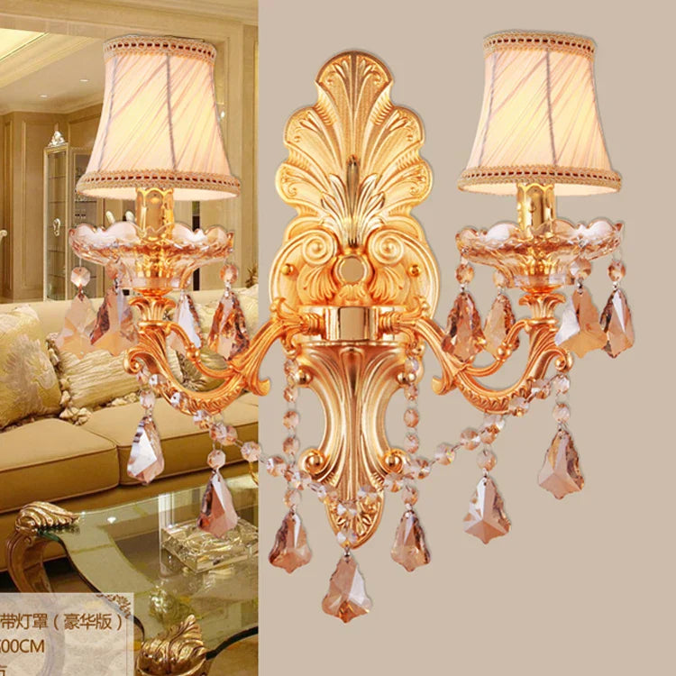 GobekUsa Gold Crystal Wall Light Indoor Lamp - Elegant Alloy Crystal Candle Design by Decorbites